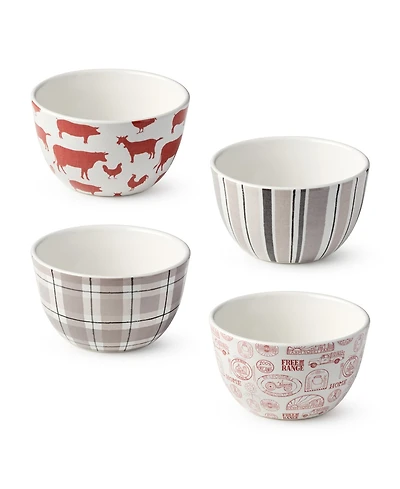 Certified International Vintage Farm Ice Cream Bowls, Set of 4, Service for 4