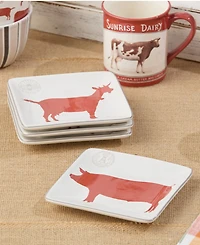 Certified International Vintage Farm Canape Plates, Set of 4, Service for 4