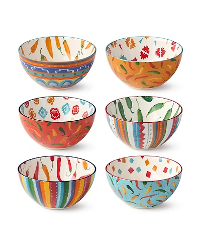 Certified International Caliente All-Purpose Bowls, Set of 6, Service for 6