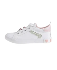 Bebe Little Girls Low Top with Rhinestones Beads and Plate Sneakers