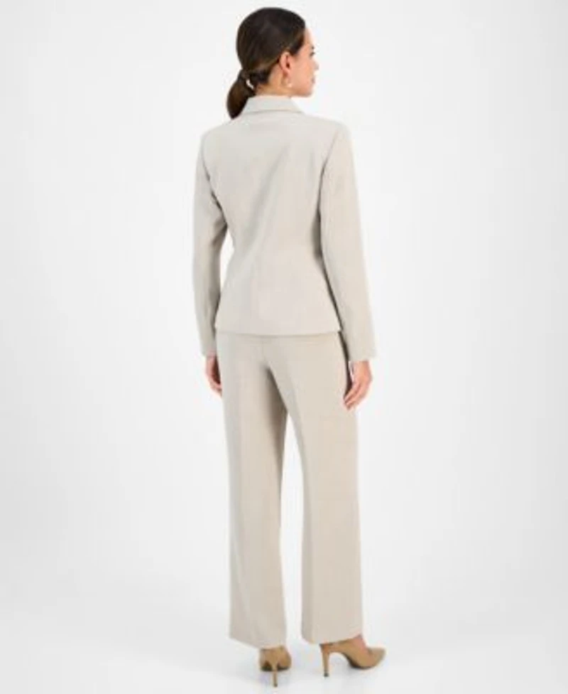 Kasper Womens Notched Collar Blazer Cowlneck Top Crepe Pants Regular Petite