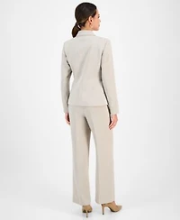 Kasper Womens Notched Collar Blazer Cowlneck Top Crepe Pants Regular Petite