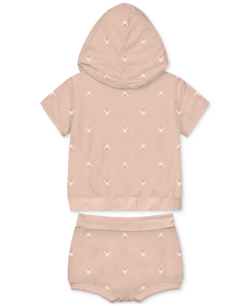 Disney Baby Girls Minnie Mouse Terry Hoodie & Shorts, 2 Piece Set