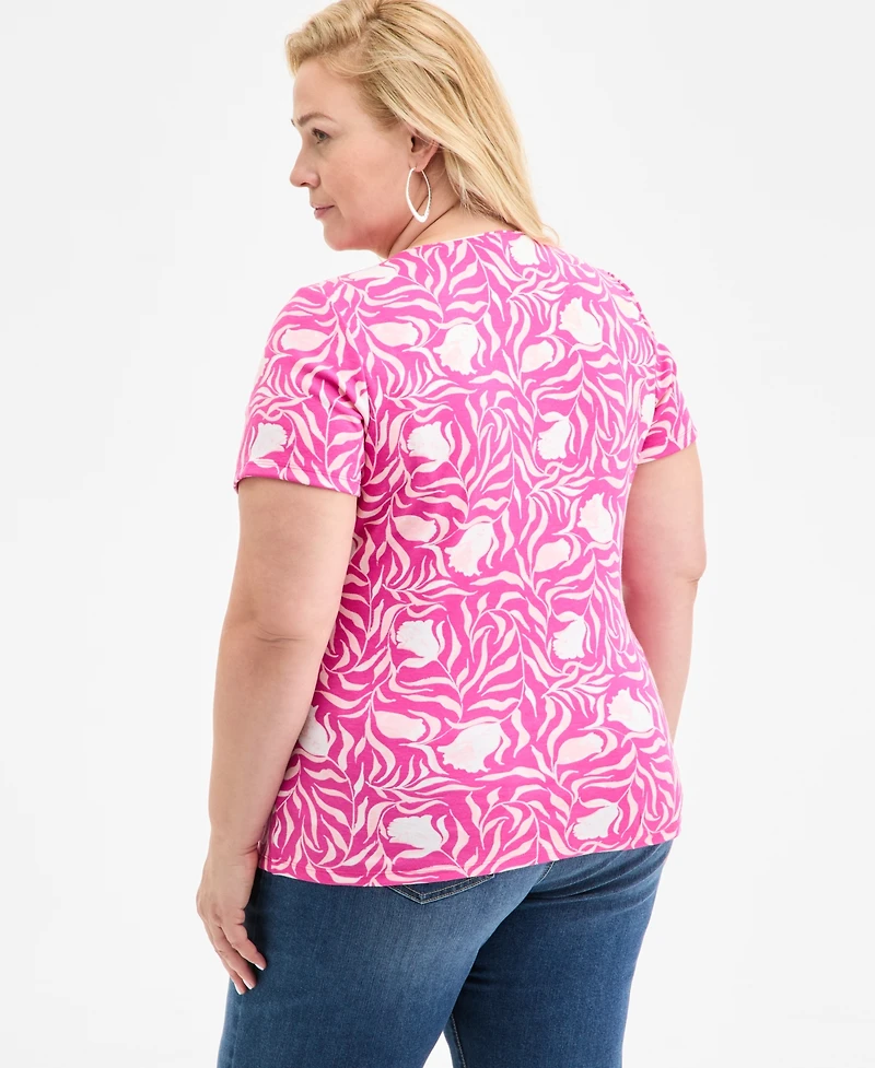 Style & Co Plus Size Printed Short-Sleeve Top, Exclusively at Macy's