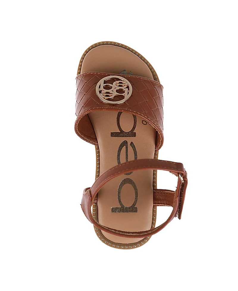 Bebe Little Girls Embossed Flat with Medallion Hardware Sandals