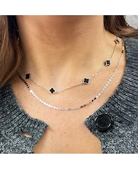 The Lovery Mini Onyx Clover Necklace 14K White Gold