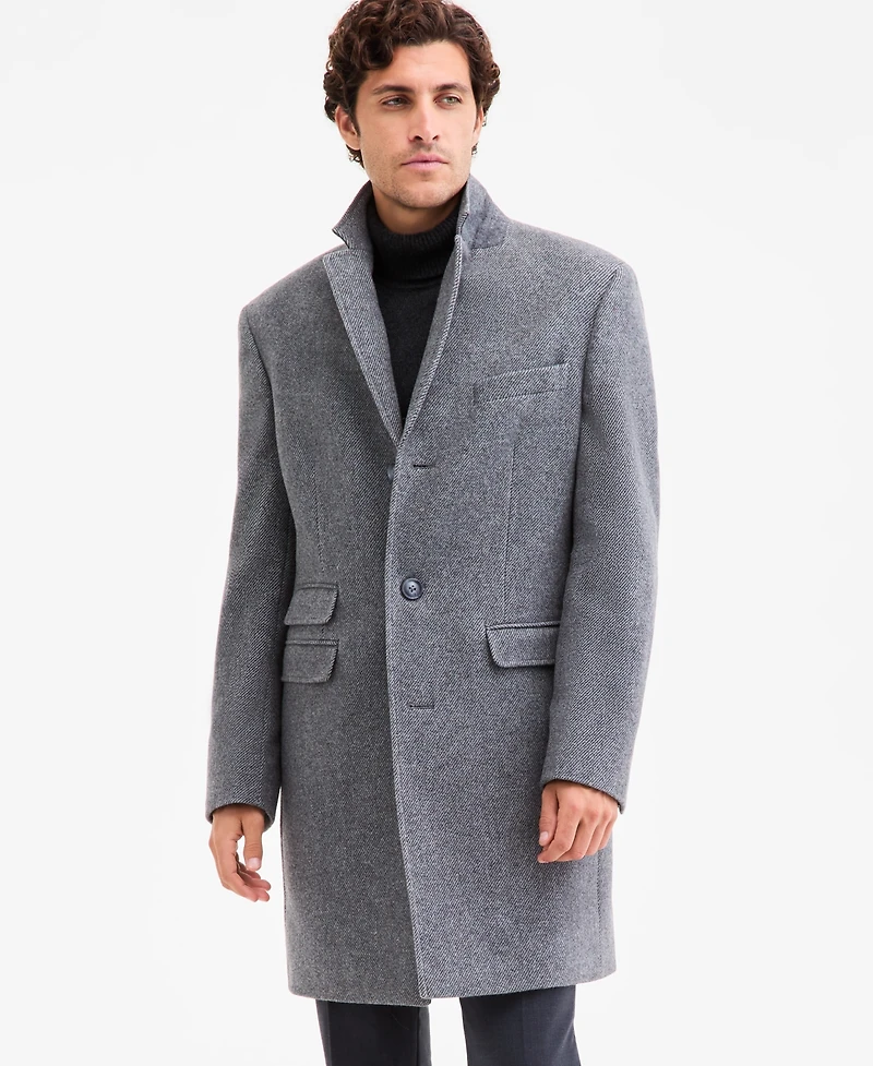 Men's Classic-Fit Twill Wool-Blend Overcoat