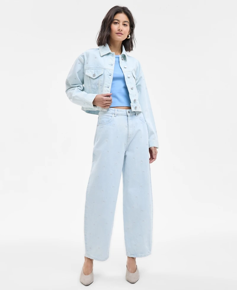 Hugo Women's Floral High-Rise Tapered Ankle Jeans