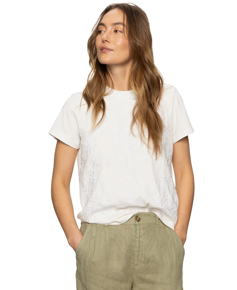 Sanctuary Women's Cotton Embroidered Perfect Tee