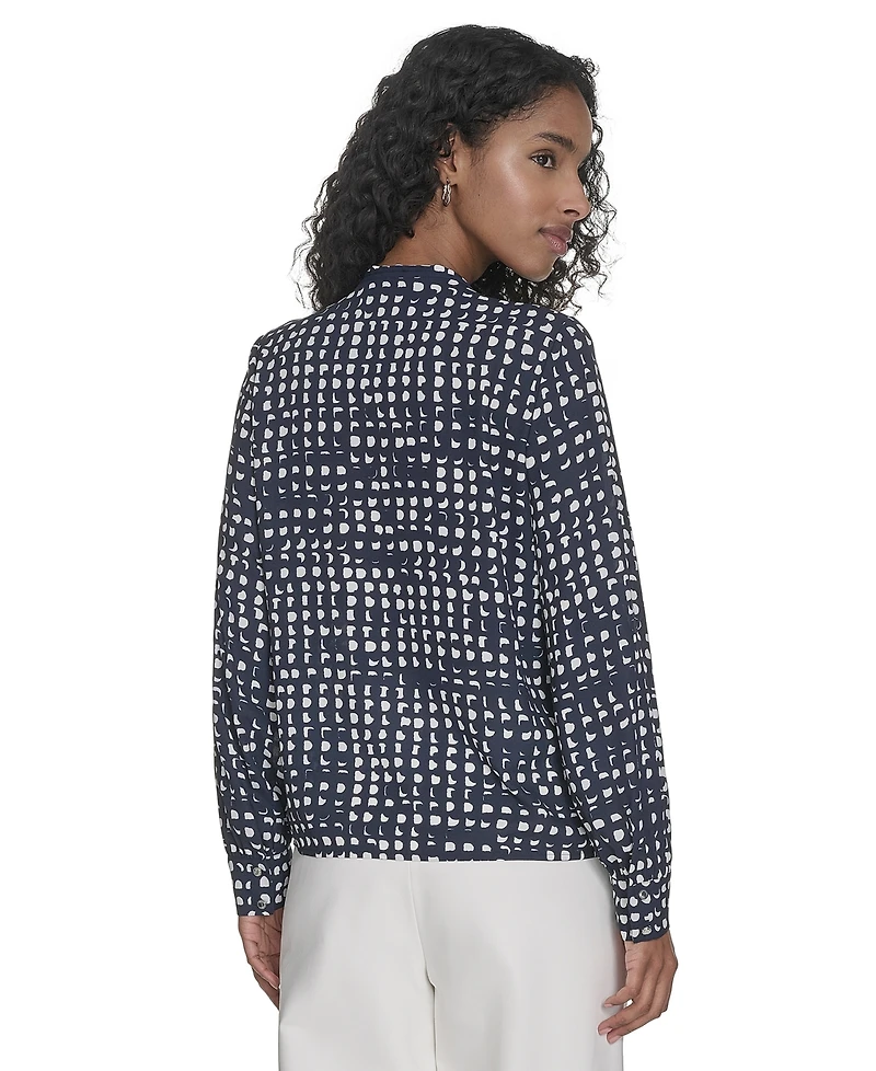 Calvin Klein Women's Printed Tie-Neck Blouse