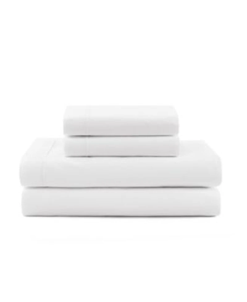 Tommy Hilfiger Solid 200 Thread Count Hem Stripe Cotton Percale Sheet Set