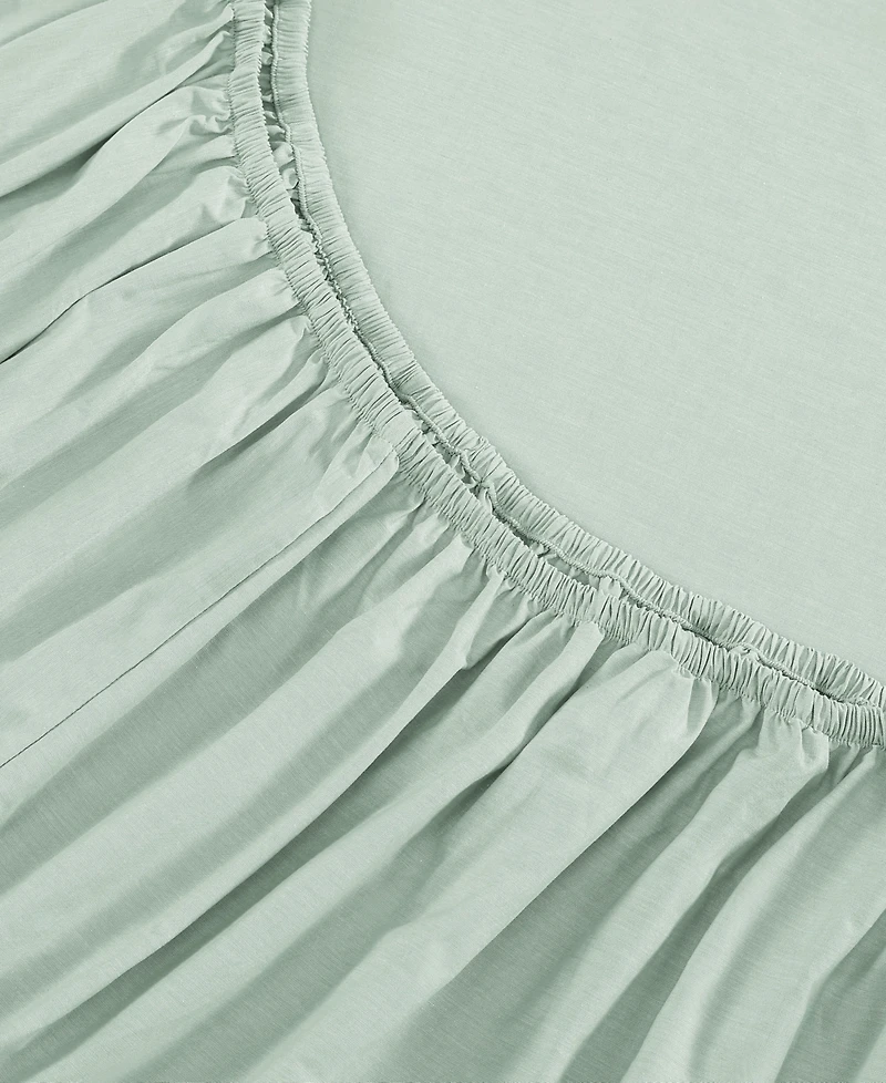 Tommy Hilfiger Solid 144-Thread Count Cotton Chambray Washed -Pc. Sheet Set