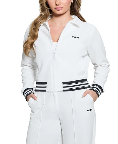 Guess Women's Amaryllis Front-Zip Stripe-Trim Cardigan