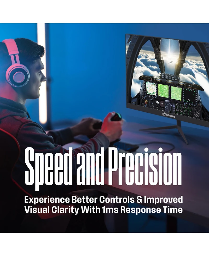 Westinghouse Inch Flat Gaming Monitor, 180Hz, 1ms, Amd FreeSync Support, Low Motion Blur, 1080p Full Hd Ips Display, for Office