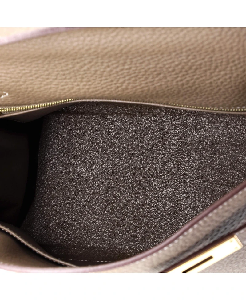 Pre-Owned Hermes Kelly 28 Handbag Grey Clemence with Gold Hardware