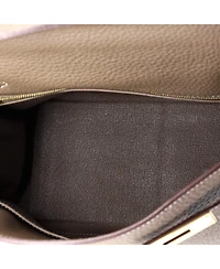 Pre-Owned Hermes Kelly 28 Handbag Grey Clemence with Gold Hardware