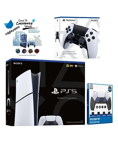 Sony PlayStation 5 Slim Digital with Extra Edge Controller, Fps Grip Kit and MightySkins Decal Voucher