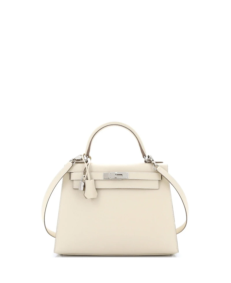Pre-Owned Hermes Kelly 28 Handbag Light Epsom with Palladium Hardware