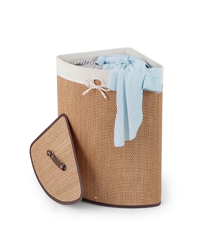 Bamboo Laundry Hamper Basket with Lid and Removable Liner Bag