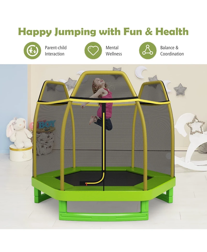 7 Ft Trampoline for Kids, Heavy Duty Steel Frame Small Mini Toddler Trampoline, Great Gifts for Boys Girls, Outdoor Indoor Kids Trampoline with Net, f