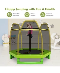 7 Ft Trampoline for Kids, Heavy Duty Steel Frame Small Mini Toddler Trampoline, Great Gifts for Boys Girls, Outdoor Indoor Kids Trampoline with Net, f