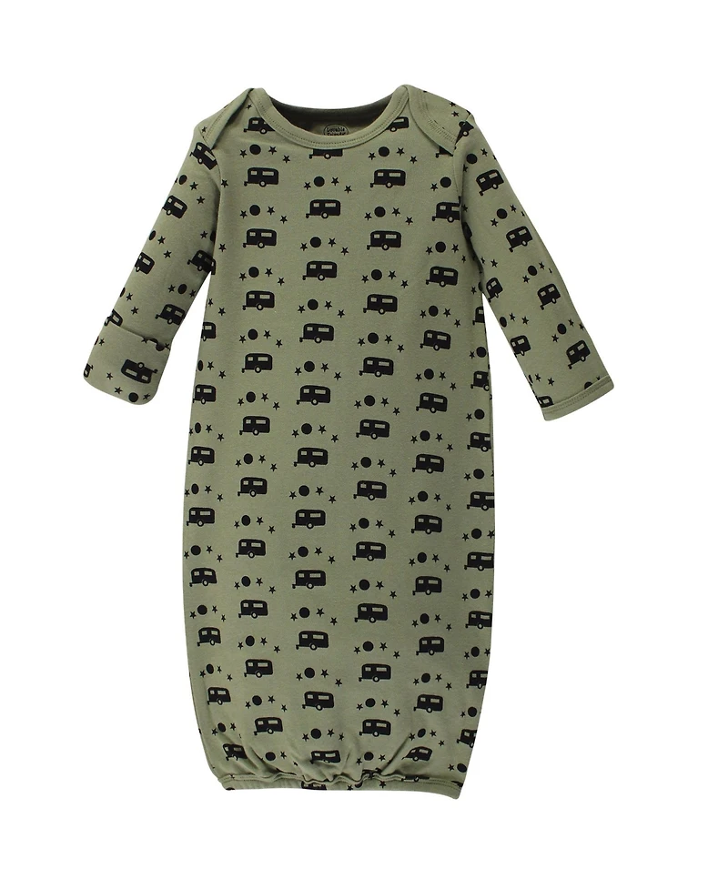 Luvable Friends Baby Boys Unisex Ultra-Soft Interlock Fabric 4-Pack Gowns