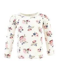 Hudson Baby Girls Thermal Long Sleeve Tees 5pk, Dusty Rose Floral
