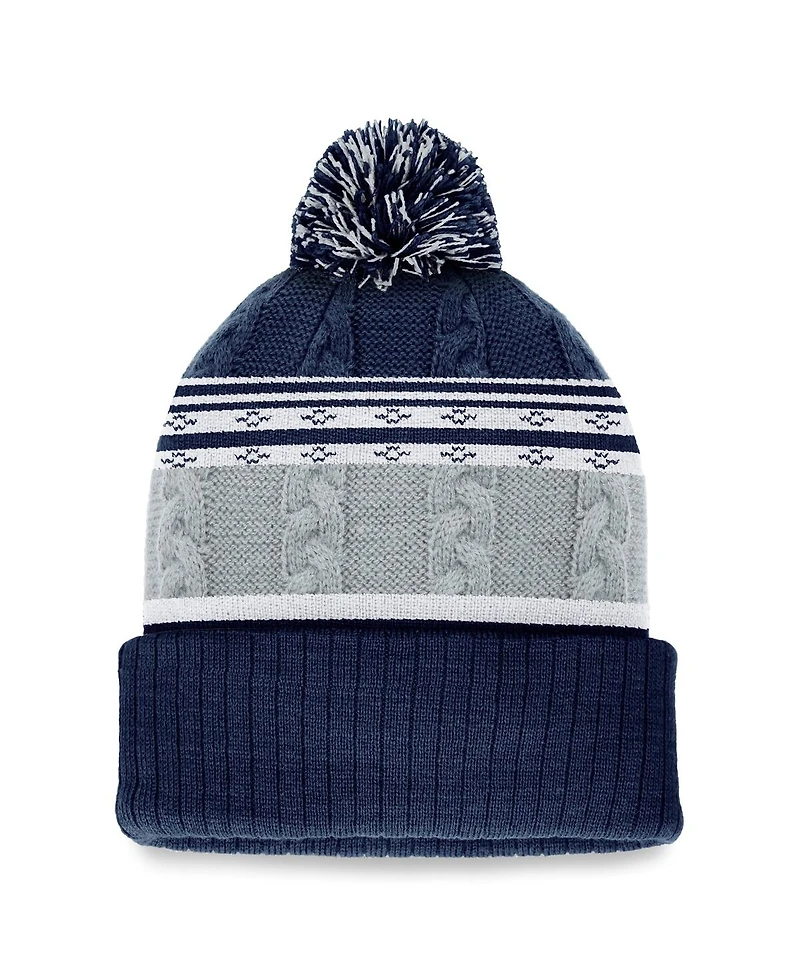 Top of the World Men's Navy Penn State Nittany Lions Altitude Three-Tone Cuffed with Pom Knit Hat