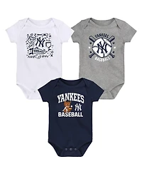 Outerstuff Baby Boys and Girls Navy New York Yankees Batter Up Bodysuit, Set of 3