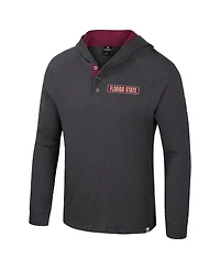 Colosseum Men's Charcoal Florida State Seminoles DuJour Raglan Long Sleeve Henley Hoodie T-Shirt