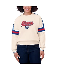 Wear by Erin Andrews Women's Cream Philadelphia 76ers Stripe Pullover Sweater