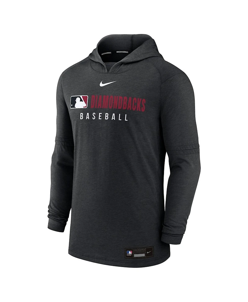 Nike Men's Heather Black Arizona Diamondbacks Authentic Collection Tri-Blend Performance Pullover Hoodie