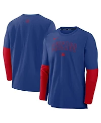 Nike Men's Royal/Red Chicago Cubs Authentic Collection Lightweight Player Tri-Blend Performance Pullover Sweatshirt