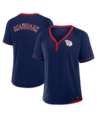 Fanatics Women's Navy Cleveland Guardians League Diva Star Raglan V-Neck T-Shirt