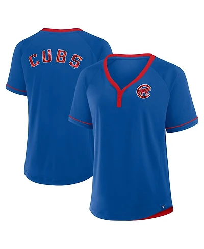 Fanatics Women's Royal Chicago Cubs League Diva Star Raglan V-Neck T-Shirt