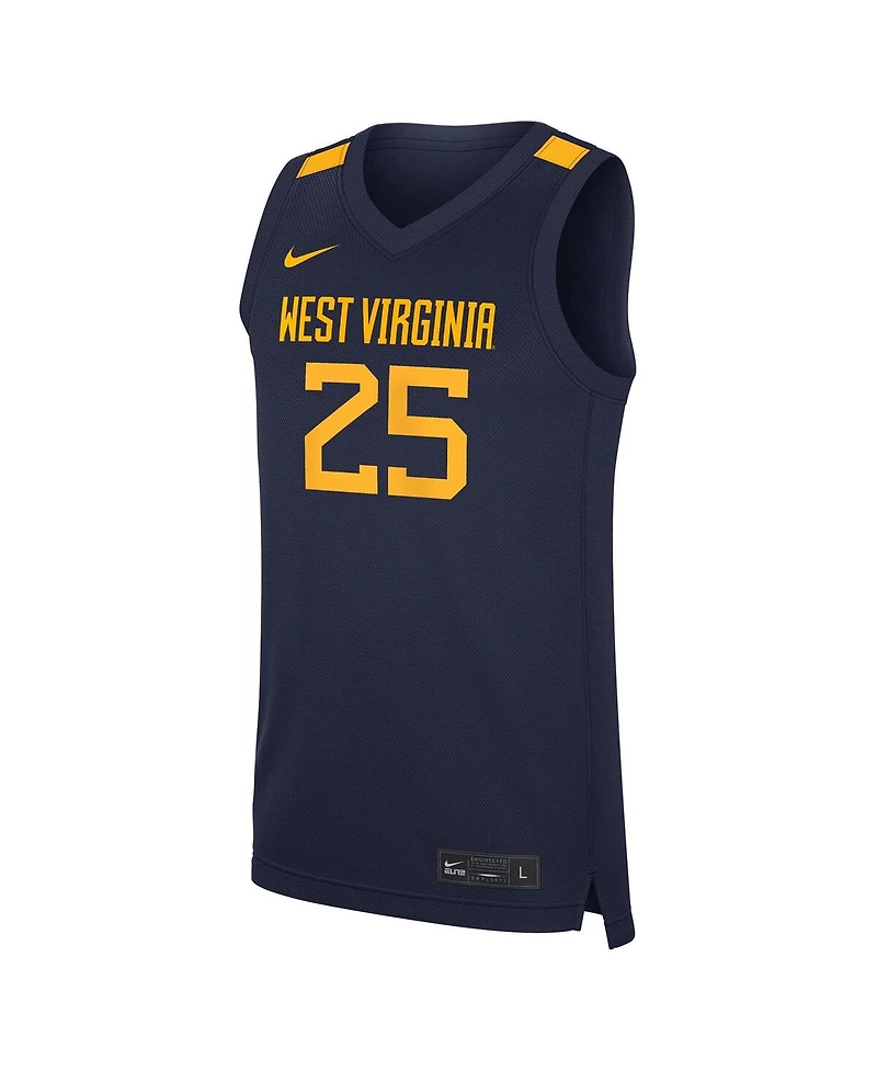 Nike Men's 25 Navy West Virginia Mountaineers Road Replica Basketball Jersey