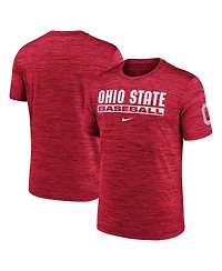 Nike Men's Scarlet Ohio State Buckeyes Velocity Baseball Wordmark Stack Performance T-Shirt