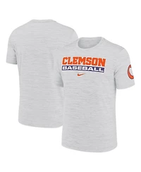 Nike Men's Ash Clemson Tigers Velocity Baseball Wordmark Stack Performance T-Shirt