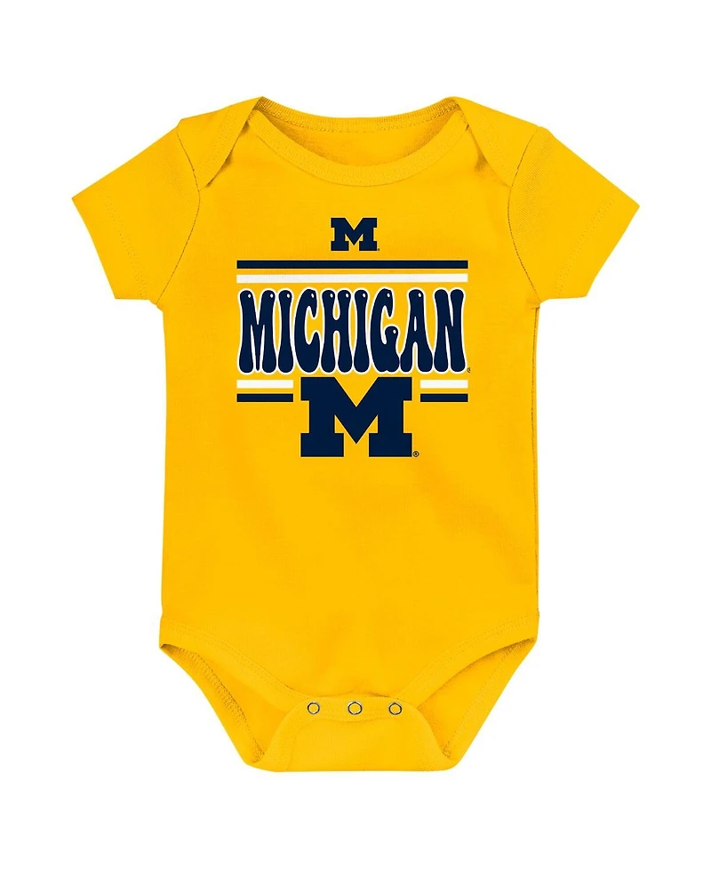 Outerstuff Baby Boys and Girls Michigan Wolverines Sunday Comics Bodysuit, Set of 3