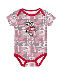 Outerstuff Newborn Red Wisconsin Badgers Sunday Comics Bodysuit 3-Pack