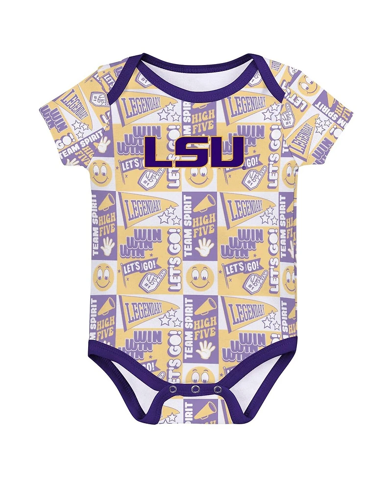 Outerstuff Newborn Purple Lsu Tigers Sunday Comics Bodysuit 3-Pack