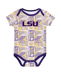 Outerstuff Newborn Purple Lsu Tigers Sunday Comics Bodysuit 3-Pack