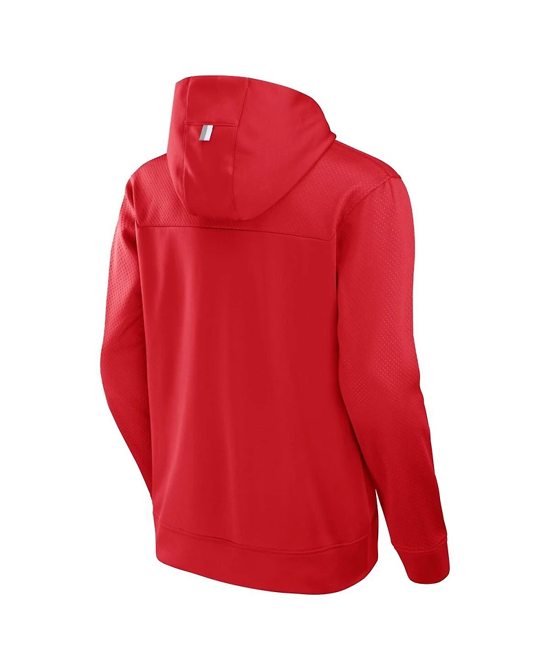 Fanatics Men's Red Wisconsin Badgers Defender Dot Faded Primary Pullover Hoodie