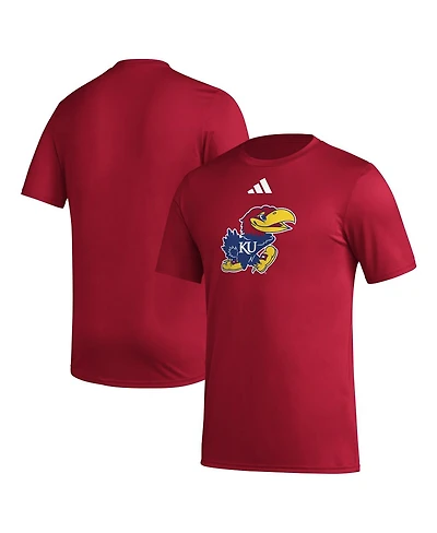 Adidas Men's Red Kansas Jayhawks Primary Locker Logo Pre-Game Aeroready T-Shirt