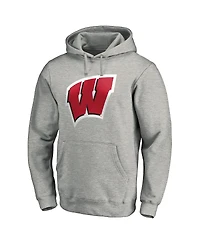 Fanatics Men's Gray Wisconsin Badgers Primary Logo Pullover Hoodie