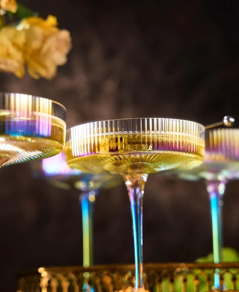 The Wine Savant Vintage Art Deco Coupe Glasses, Set of 4