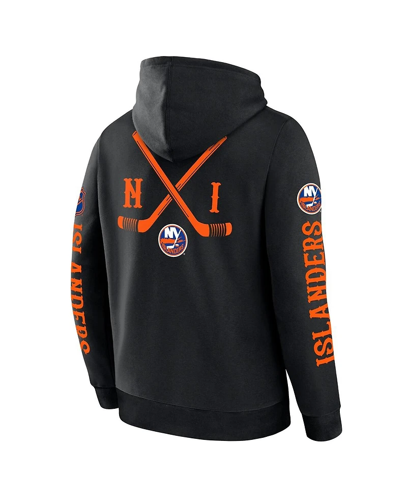 Fanatics Men's Black New York Islanders Big City Legacy Fleece Pullover Hoodie