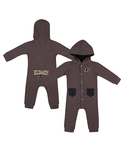 Colosseum Baby Boys and Girls Charcoal Purdue Boilermakers Zando-Zan Waffle Full-Snap Hooded Romper