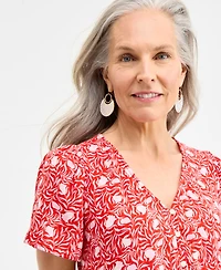 Style & Co Women's Printed Cotton Gauze V-Neck Midi Dress, Exclusively at Macy's