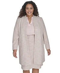Calvin Klein Plus Tweed Open-Front Long-Sleeve Topper